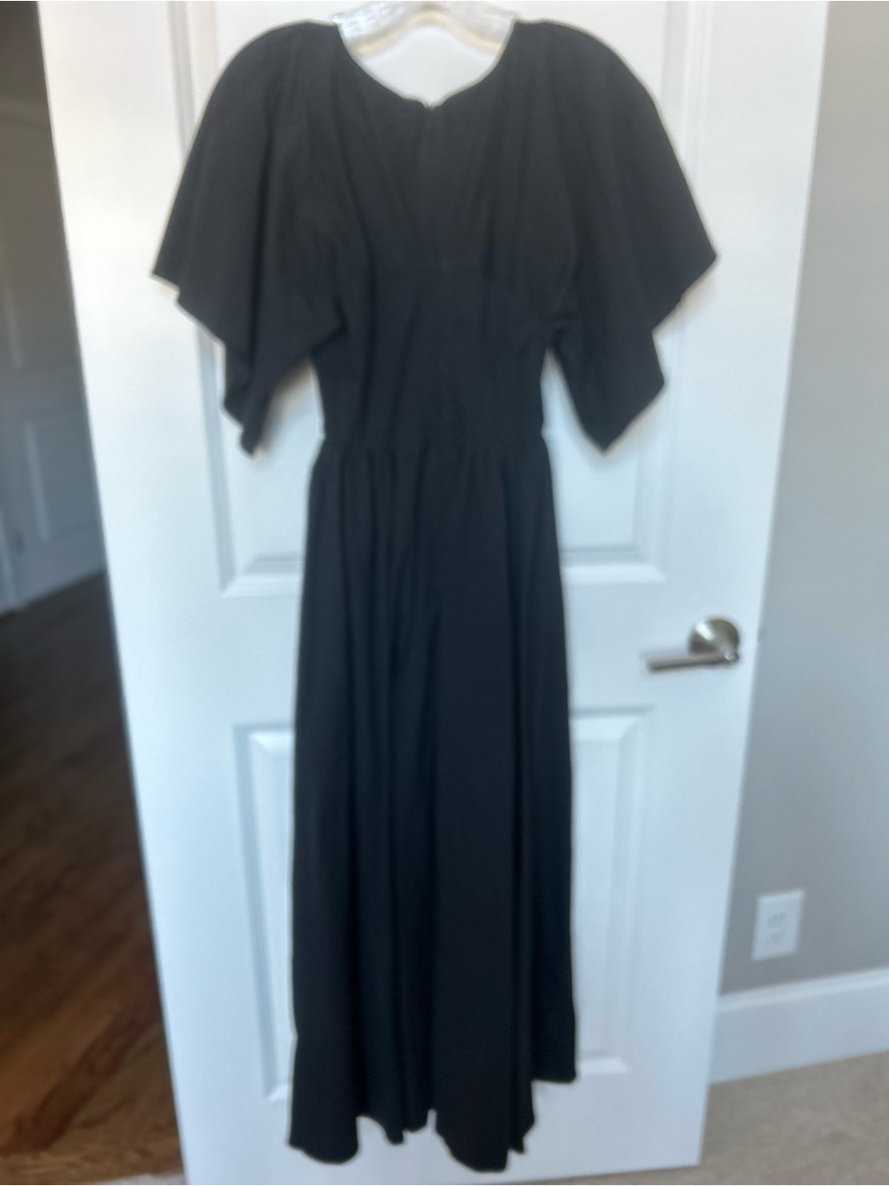 Pomander Place Black Flowing Flutter-Sleeve Maxi Dress